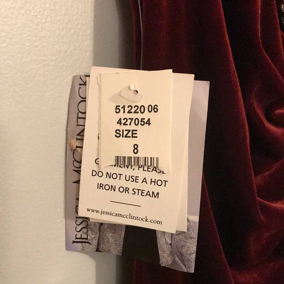 JESSICA MCCLINTOCK RED VELVET LONG DRESS - Picture 5 of 10